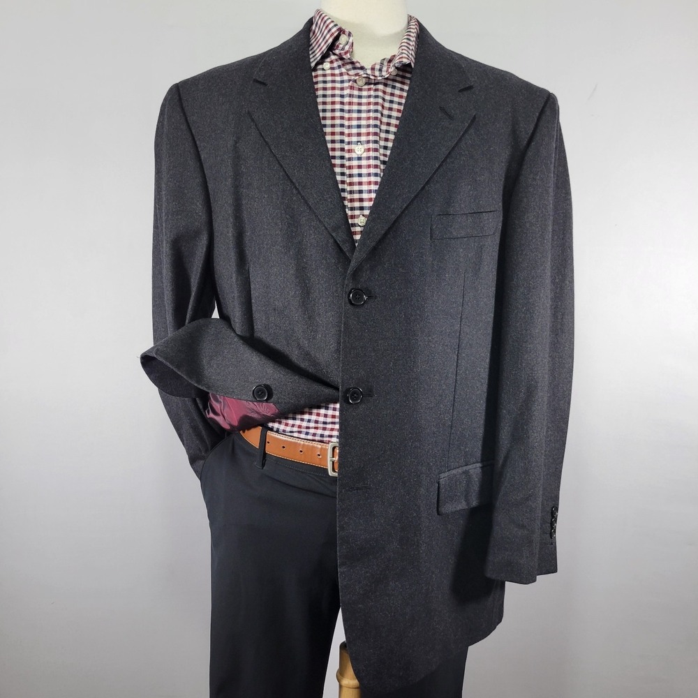 Stafford Italy Men's Sport Coat Blazer Three Button Flannel Vitale Barberis 48R